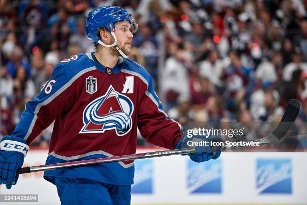 Colorado Avalanche right wing Mikko Rantanen skates during the Stanley Cup Finals game 2 between the Tampa Bay Lightning and the Colorado Avalanche...