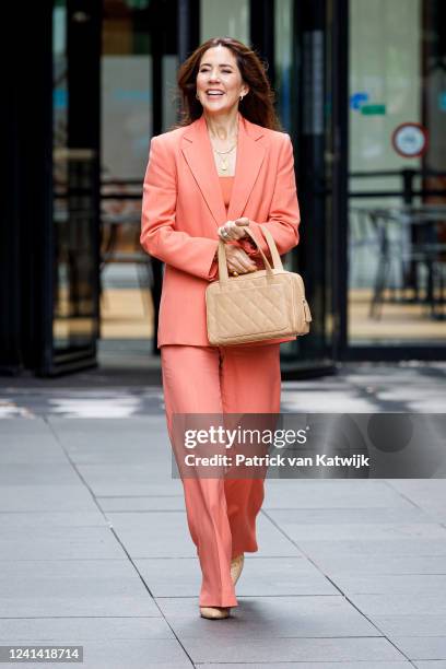 Crown Princess Mary of Denmark visits the Royal Academy of Arts on June 20, 2022 in The Hague, Netherlands.