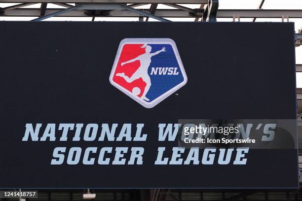 General view of the National Womens Soccer League logo on the scoreboard during the first half of the NWSL soccer game between NJ/NY Gotham FC and...