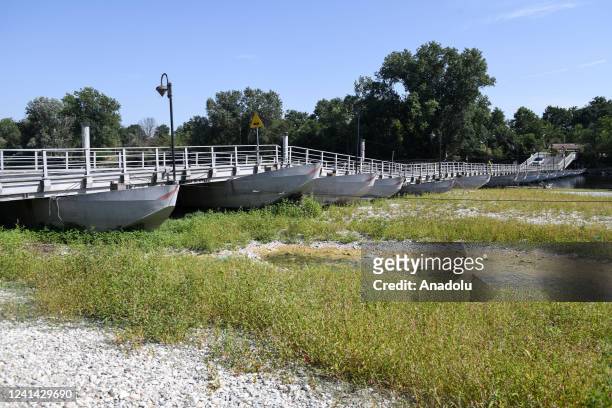 View of the dry riverbed of the Ticino river in Bereguardo, Italy on June 20, 2022. Also, northern Italy's rivers and lakes experience the worst...
