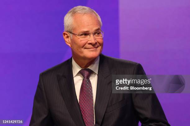 Darren Woods, chairman and chief executive officer of Exxon Mobil Corp., during a panel session at the Qatar Economic Forum in Doha, Qatar, on...
