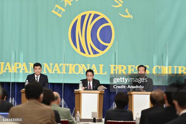 Social Democratic Party leader Mizuho Fukushima, Representative of the Democratic Party for the People Yuichiro Tamaki, Representative of Nippon...