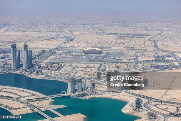 The Lusail football stadium, a venue for the upcoming 2022 FIFA World Cup, beyond residential and commercial syscrapers in Doha, Qatar, on Monday,...