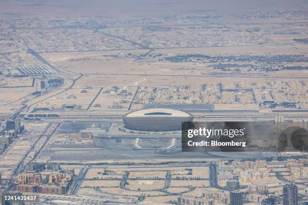 The Lusail football stadium, a venue for the upcoming 2022 FIFA World Cup, in Doha, Qatar, on Monday, June 20, 2022. About 1.5 million fans, a little...