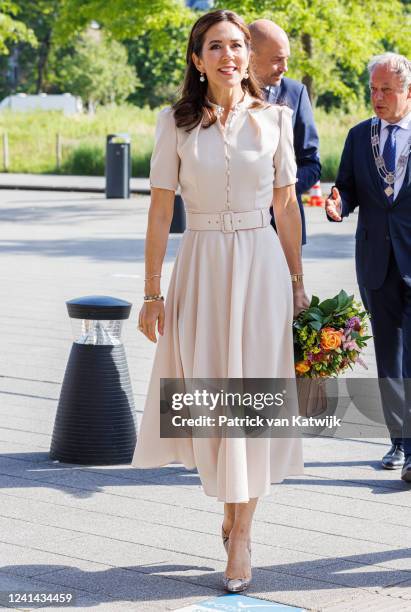 Crown Princess Mary of Denmark visits the Willem-Alexander Childrens Hospital at the Leiden University Medical Center on June 21, 2022 in Leiden,...