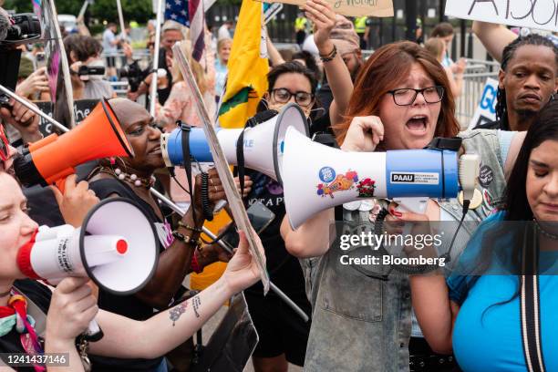 Anti-abortion demonstrators clash with abortion rights demonstrators outside the US Supreme Court in Washington, D.C., US, on Tuesday, June 21, 2022....