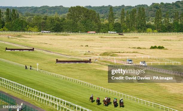 Bell Shot ridden by Kieran Shoemark on their way to victory in the Racing Staff Go Free At Newbury 30th June Handicap at Newbury racecourse. Picture...