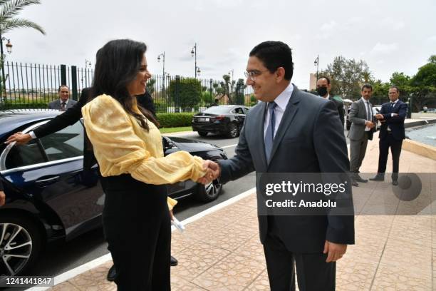 Moroccan Foreign Minister Nasser Bourita meets Israeli Interior Minister Ayelet Shaked in Rabat, Morocco on June 21, 2022.