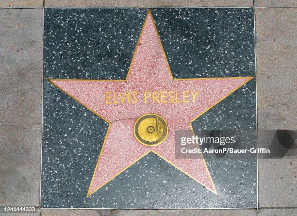 Rock legend, Elvis Presley's star is seen at the start of the Walk of Fame on June 21, 2022 in Hollywood, California.