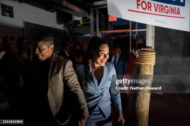 Yesli Vega and her husband Rene Vega celebrate Vegas Republican primary win for the 7th Congressional District during an election night event on June...