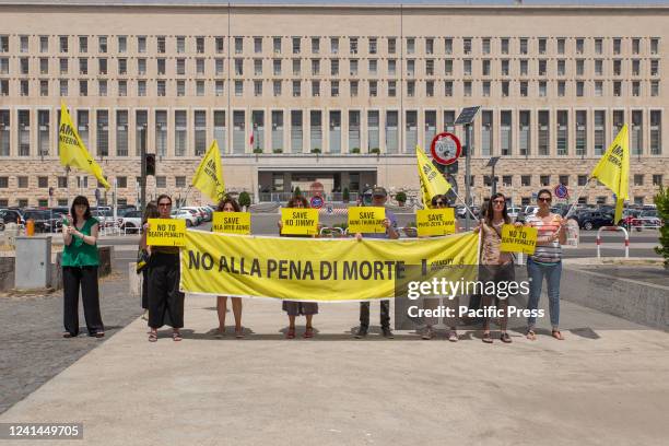 Amnesty International activists in front of Foreign Ministry protest against four death sentences announced by military authorities of Myanmar.