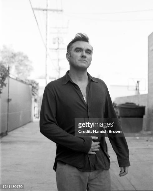 Singer Morrissey poses for a portrait shoot for NME magazine in Los Angeles, United States on March 9, 2004.