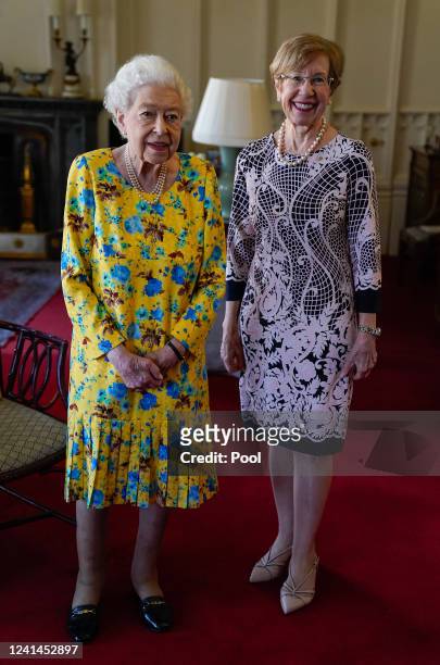 Queen Elizabeth II receives the Governor of New South Wales Margaret Beazley during an audience at Windsor Castle on June 22, 2022 in Windsor,...