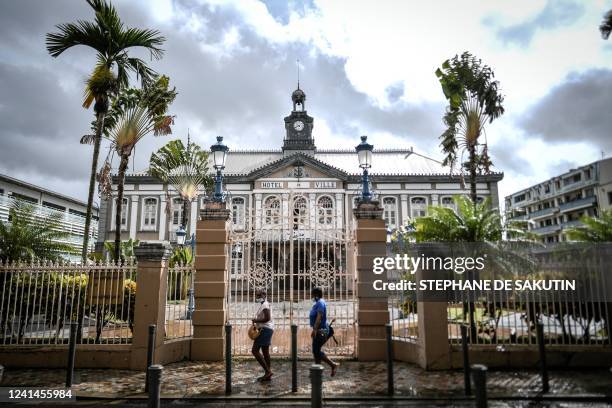 Photograph shows the city hall of Fort-de-France, on the French Caribbean island of Martinique, on June 15, 2022.