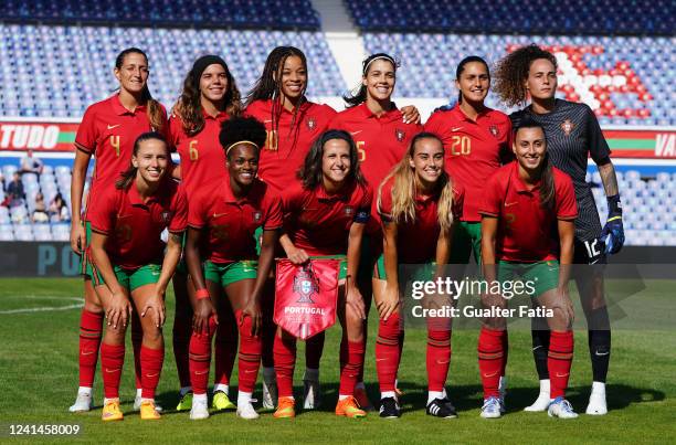 Portugal players pose for a team photo before the start of the International Women´s Friendly match between Portugal and Greece at Estadio do Restelo...