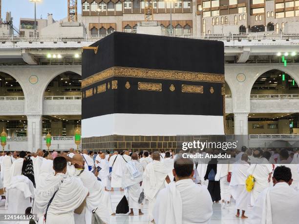 Muslims, who came to the holy lands from all over the world, start their worship to fulfill the Hajj pilgrimage in Mecca, Saudi Arabia on June 22,...