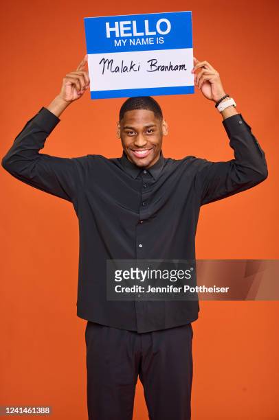 Draft Prospect, Malaki Branham poses for a portrait during media availability and circuit as part of the 2022 NBA Draft on July 22, 2022 at the...