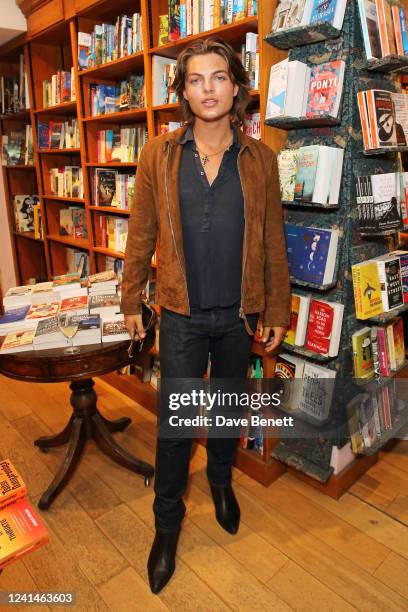 Damian Hurley attends the launch of new novel "The Quickening" by Talulah Riley at Daunt Books on June 22, 2022 in London, England.