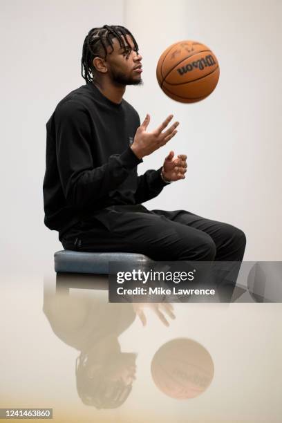 New York, NY A behind the scenes photo of NBA Draft Prospect, Jaden Hardy waiting to take a portrait during media availability and circuit as part of...