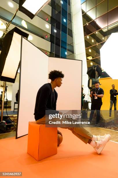New York, NY A behind the scenes photo of NBA Draft Prospect, MarJon Beauchamp waiting to take a portrait during media availability and circuit as...