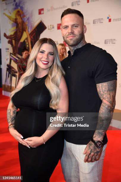 Pregnant Jenny Frankhauser and her boyfriend Steffen König attend the 15th LEA - Live Entertainment Award at Festhalle on June 22, 2022 in Frankfurt...