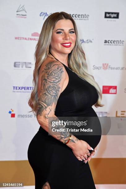 Pregnant Jenny Frankhauser attends the 15th LEA - Live Entertainment Award at Festhalle on June 22, 2022 in Frankfurt am Main, Germany.