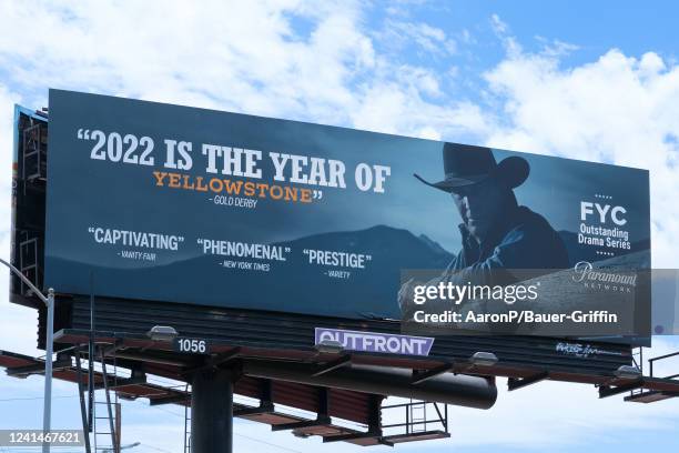 General views of a billboard promoting Paramount Network's 'Yellowstone' television series on June 22, 2022 in Hollywood, California.