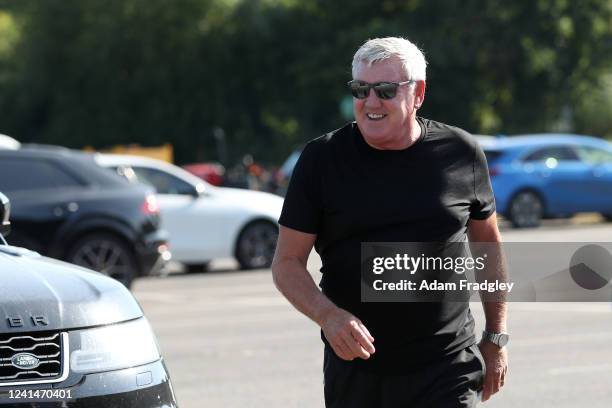 Head Coach / Manager Steve Bruce of West Bromwich Albion arrives for pre-season training at West Bromwich Albion Training Ground on June 23, 2022 in...