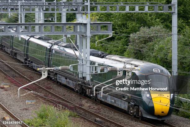 Great Western Railway train leaves Cardiff Central train station on June 23, 2022 in Cardiff, United Kingdom. The biggest rail strikes in 30 years...