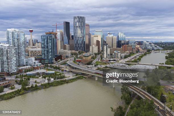 Downtown Calgary, Alberta, Canada, on Monday, June 20, 2022. Calgary, surrounded by fields of oil, natural gas, wheat and barley that make Canada a...