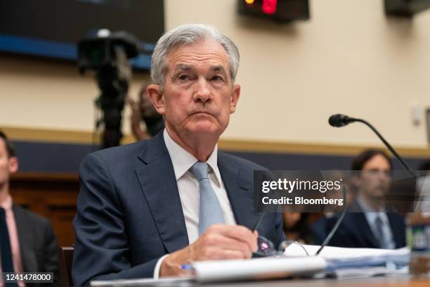 Jerome Powell, chairman of the US Federal Reserve, listens during a House Financial Services Committee hearing in Washington, D.C., U.S., on...