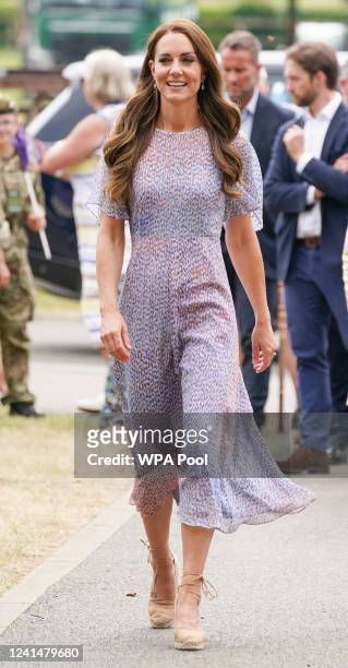Catherine, Duchess of Cambridge attends Cambridgeshire County Day at Newmarket Racecourse during an official visit to Cambridgeshire on June 23, 2022...
