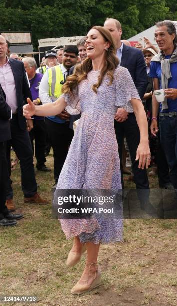 Catherine, Duchess of Cambridge attends Cambridgeshire County Day at Newmarket Racecourse during an official visit to Cambridgeshire on June 23, 2022...