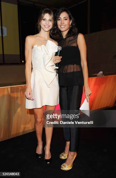 Nicoletta Romanoff and Caterina Balivo attend the Gala Telethon during the 5th International Rome Film Festivalat Palazzo delle Esposizioni on...