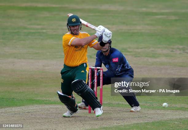 Notts OutlawsÕ Dan Christian hits out during the Vitality Blast T20, North Group match at Trent Bridge, Nottingham. Picture date: Thursday June 23,...