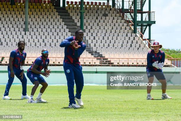 Nkrumah Bonner of West Indies takes part in a training session one day ahead of the 2nd Test between Bangladesh and West Indies at Darren Sammy...