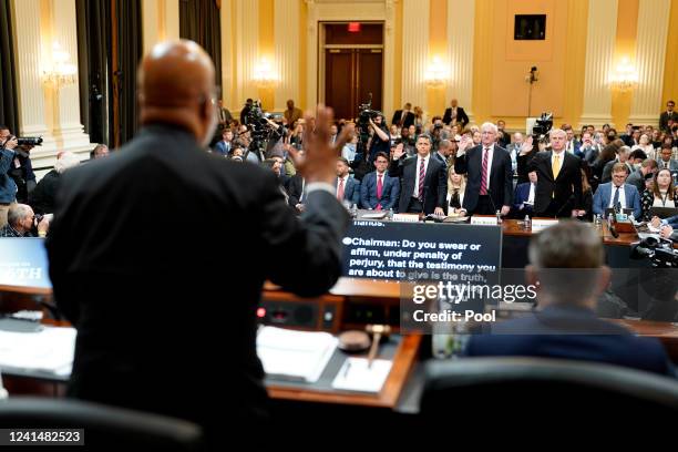 Chair Rep. Bennie Thompson swears in Steven Engel, former Assistant Attorney General for the Office of Legal Counsel, Jeffrey A. Rosen, former Acting...