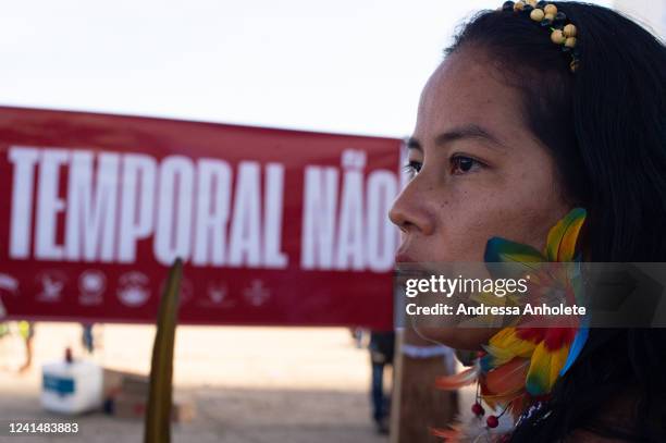 Demonstrator takes part in a protest to demand the government for justice over the assassination of Dom Phillips and Bruno Pereira and for the...