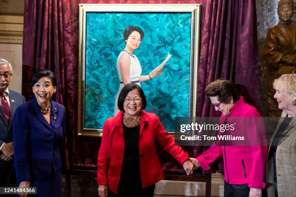 From left, Reps. Bobby Scott, D-Va., Judy Chu, D-Calif., Sen. Mazie Hirono, D-Hawaii, Billie Jean King, founder of the Women's Sports Foundation, and...