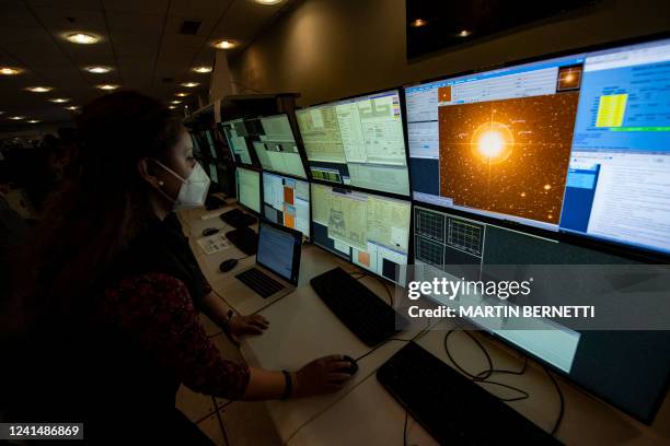 Chilean astronomers work at the European Southern Observatory's Paranal Observatory, on Paranal Hill in Chile's Antofagasta Region, in the Atacama...