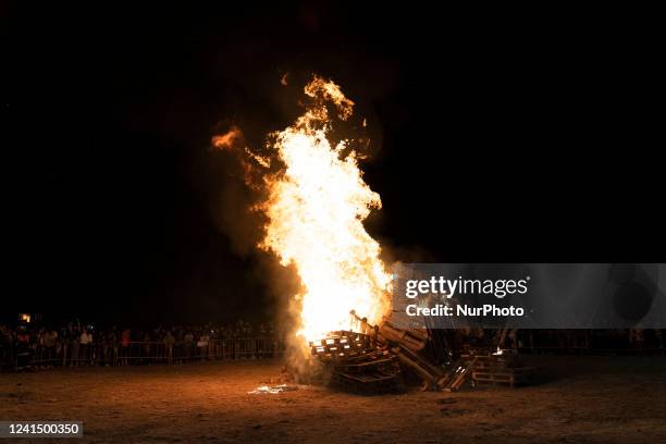 San Sebastian de los Reyes, Madrid, Spain, June 24 of 2022: In a lot of locations in Spain, the Night of San Juan is celebrated with big bonfires. Is...