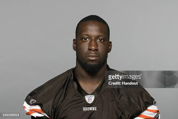In this handout image provided by the NFL, Titus Brown of the Cleveland Browns poses for his NFL headshot circa 2011 in Berea, Ohio.