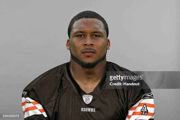 In this handout image provided by the NFL, Archie Donald of the Cleveland Browns poses for his NFL headshot circa 2011 in Berea, Ohio.