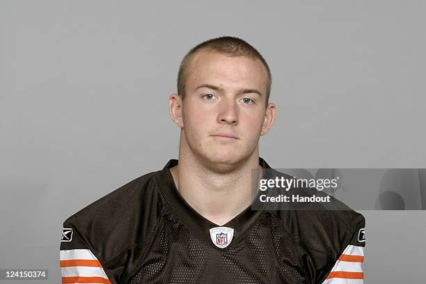 In this handout image provided by the NFL, Auston English of the Cleveland Browns poses for his NFL headshot circa 2011 in Berea, Ohio.