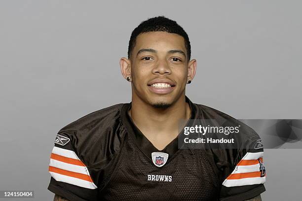 In this handout image provided by the NFL, Joe Haden of the Cleveland Browns poses for his NFL headshot circa 2011 in Berea, Ohio.