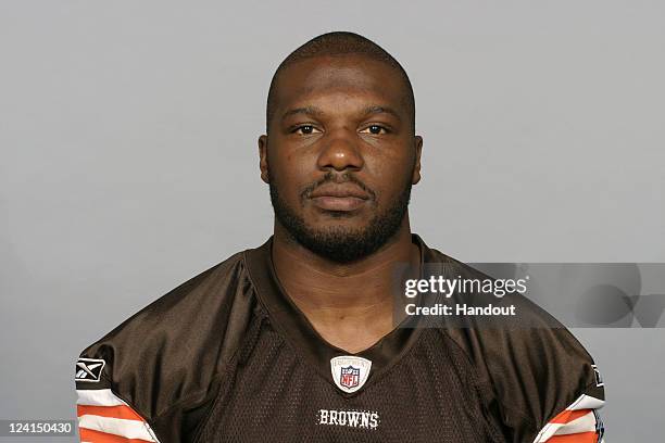 In this handout image provided by the NFL, D'Qwell Jackson of the Cleveland Browns poses for his NFL headshot circa 2011 in Berea, Ohio.