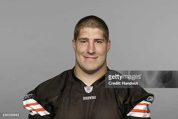 In this handout image provided by the NFL, Alex Mack of the Cleveland Browns poses for his NFL headshot circa 2011 in Berea, Ohio.