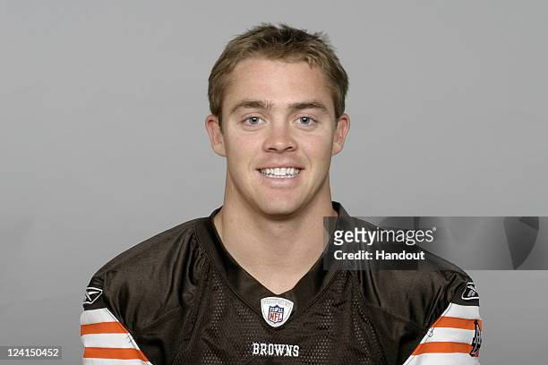 In this handout image provided by the NFL, Colt McCoy of the Cleveland Browns poses for his NFL headshot circa 2011 in Berea, Ohio.