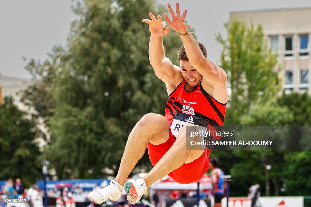 Simon Rey Rowing Frances Simon Rey competes in the mens decathlon long jump during the ...