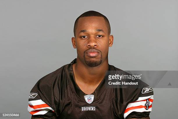 In this handout image provided by the NFL, Dimitri Patterson of the Cleveland Browns poses for his NFL headshot circa 2011 in Berea, Ohio.